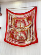 Coaching Deja-Vu Shawl 140 CM Red Colorful Cashmere And Silk 398261