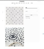 CC Square Scarf 140 CM In White Mix Black Cashmere And Silk  398279