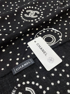 CC Square Scarf 140 CM In Black Mix White Cashmere And Silk  398280