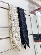 CC Square Scarf 140 CM In Black Mix White Cashmere And Silk  398280