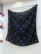 CC Square Scarf 140 CM In Black Mix White Cashmere And Silk  398280