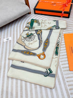 Palonniers Scarf 140 CM White Colorful Cashmere And Silk 401162