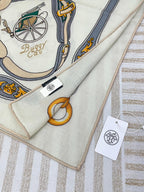 Palonniers Scarf 140 CM White Colorful Cashmere And Silk 401162