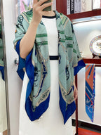 Palonniers Scarf 140 CM Jade Green Colorful Cashmere And Silk 401163