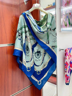 Palonniers Scarf 140 CM Jade Green Colorful Cashmere And Silk 401163