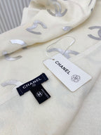 CC Scarf 190 CM In White Logo Print Cashmere  401169