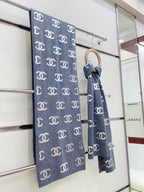 CC Scarf 190 CM In Grey Logo Print Cashmere 401170