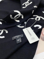 CC Scarf 190 CM In Black Logo Print Cashmere 401171