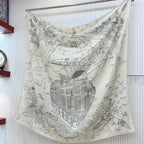 Flagship Scarf 135 CM White Grey Cashmere And Silk 402078