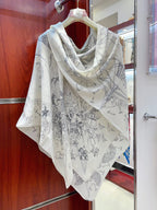 Flagship Scarf 135 CM White Grey Cashmere And Silk 402078