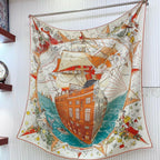 Flagship Scarf 135 CM White Colorful Cashmere And Silk 402079