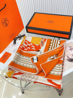 Fantaisie d'Etriers Shawl 135 CM Orange Colorful Cashmere And Silk 402081