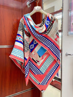 Fantaisie d'Etriers Shawl 135 CM Pink Colorful Cashmere And Silk 402082
