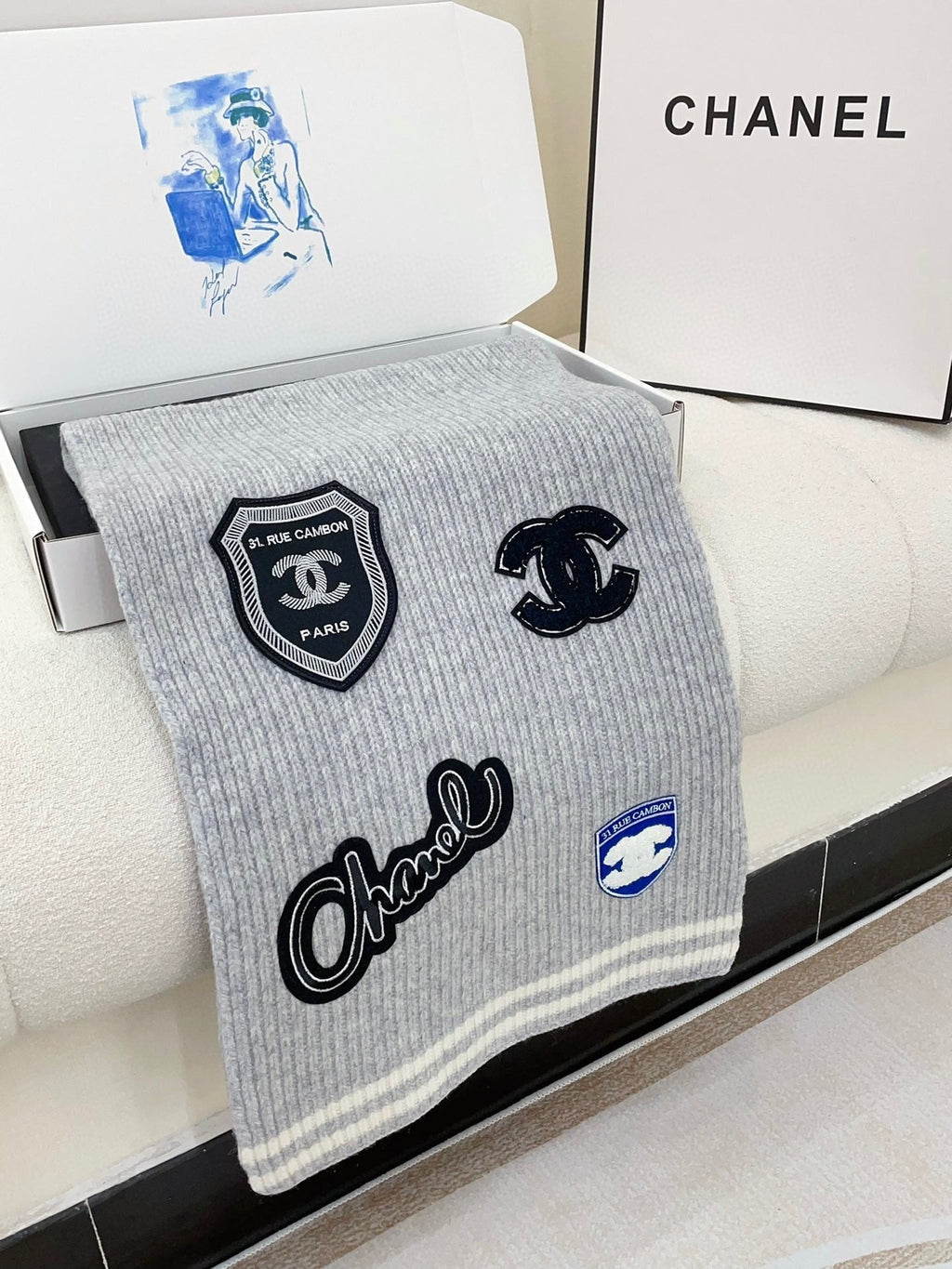 CC Scarf 180 CM In Grey Cashmere 405082