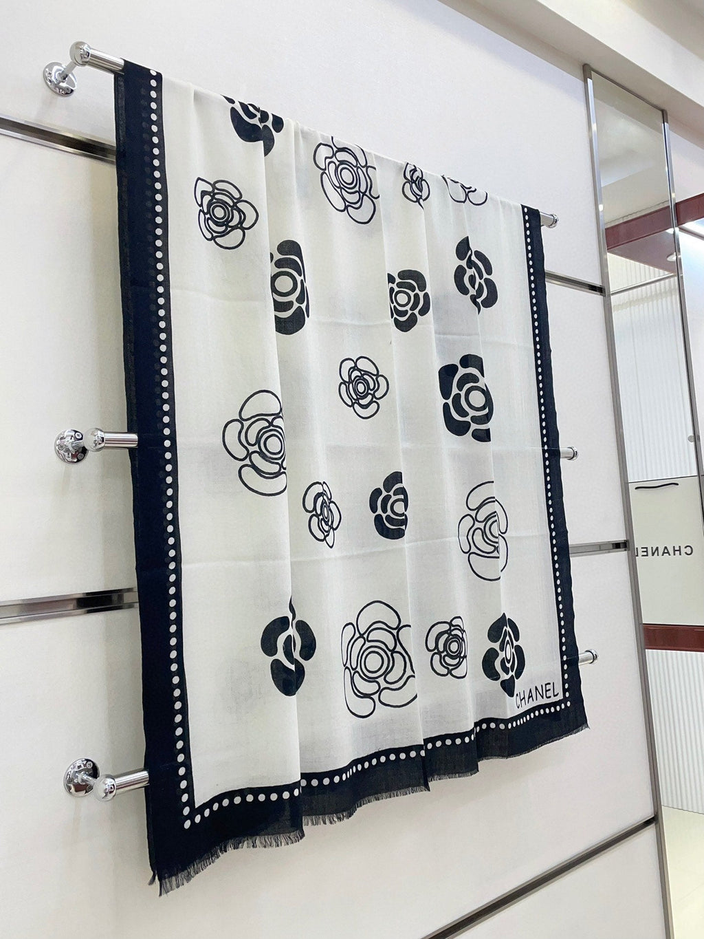 CC Scarf 190 CM In White Mix Black Cashmere  407268