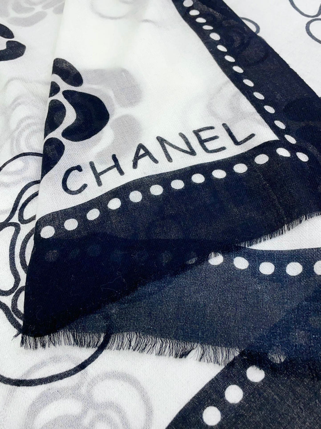 CC Scarf 190 CM In White Mix Black Cashmere  407268