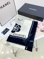 CC Scarf 190 CM In White Mix Black Cashmere  407268