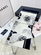CC Scarf 190 CM In White Mix Black Cashmere  407268