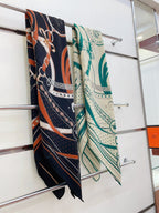 Square Scarf 140CM Black Mix Orange White Cashmere And Silk