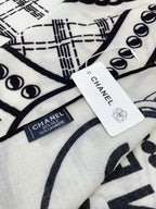 CC Square Scarf 140 CM In White Mix Black Cashmere And Silk 407279