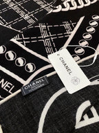 CC Square Scarf 140 CM In Black Mix White Cashmere And Silk 407280