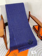 Scarf 200 CM Blue Thick Knit Fabric