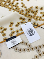 Square Scarf 140 CM Ivory White Pattern Cashmere And Silk