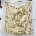 Square Scarf 140 CM Ivory White Pattern Cashmere And Silk