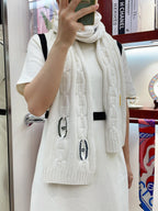 Scarf 170 CM White Cashmere Handwoven