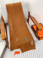 Scarf 170 CM Brown Orange Cashmere Handwoven