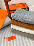 Scarf 170 CM Brown Orange Cashmere Handwoven