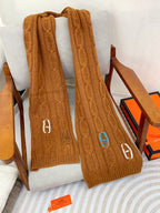 Scarf 170 CM Brown Orange Cashmere Handwoven