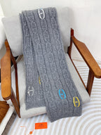 Scarf 170 CM Grey Cashmere Handwoven