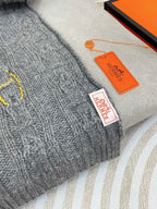 Scarf 170 CM Grey Cashmere Handwoven