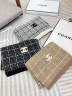 CC Scarf 180 CM In Light Brown With White Stripes Cashmere 415179