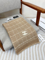CC Scarf 180 CM In Light Brown With White Stripes Cashmere 415179