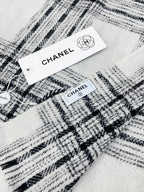 CC Scarf 190 CM In White With Black Stripes Fleece Wool 416907