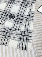 CC Scarf 190 CM In White With Black Stripes Fleece Wool 416907