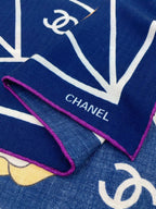 CC Square Scarf 140 CM In Dark Blue Colorful Cashmere Silk 418207