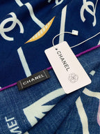 CC Square Scarf 140 CM In Dark Blue Colorful Cashmere Silk 418207