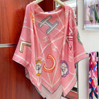 CC Square Scarf 140 CM In Pink Colorful Cashmere Silk 418208