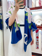 CC Square Scarf 140 CM In Blue Colorful Cashmere And Silk 418215