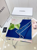 CC Square Scarf 140 CM In Blue Colorful Cashmere And Silk 418215