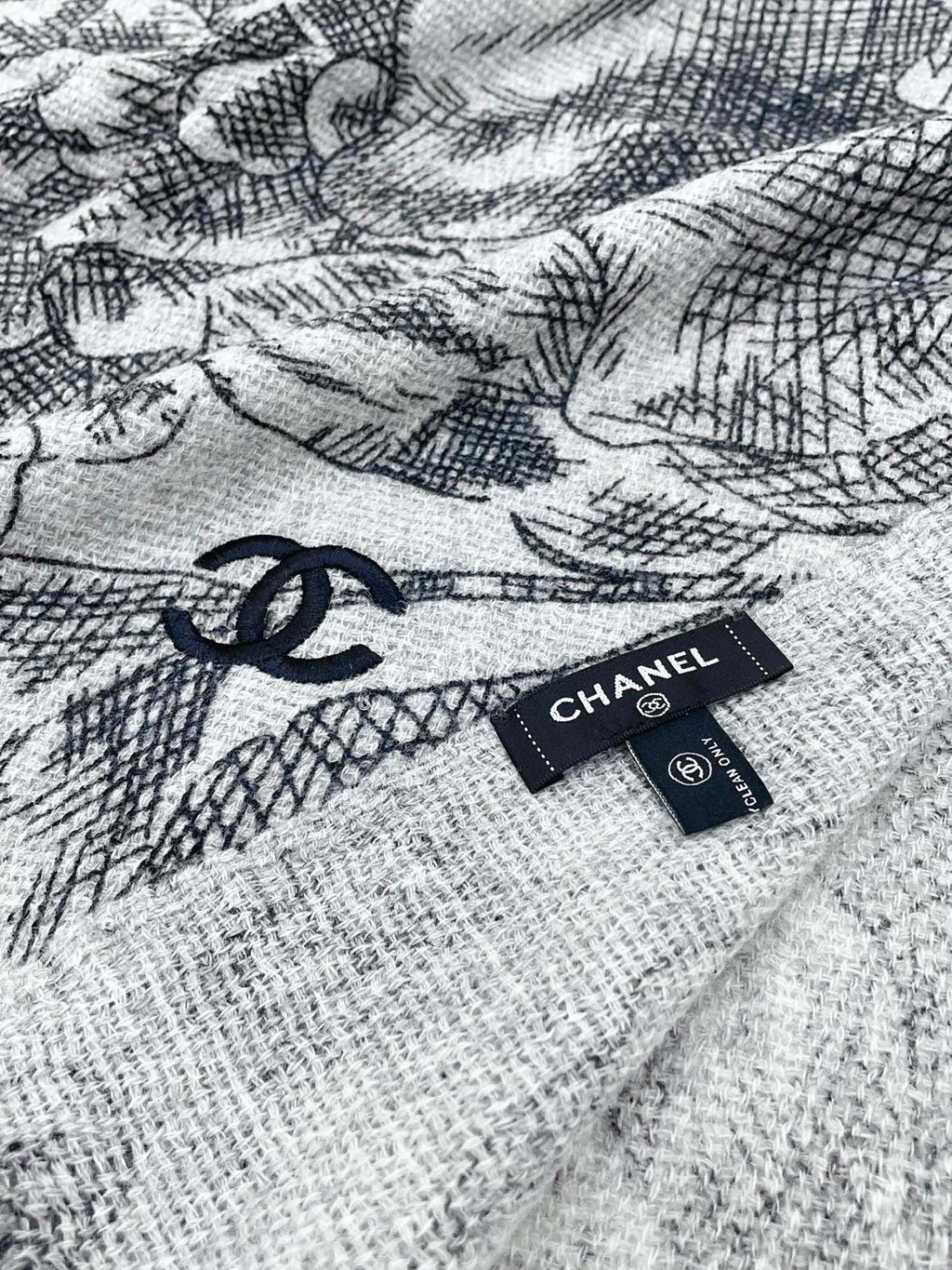 CC Scarf 180 CM In Grey Black Cashmere  419805