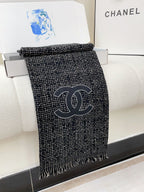 CC Scarf 190 CM In Black Mix White Cashmere 421407
