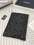CC Scarf 190 CM In Black Mix White Cashmere 421407