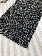 CC Scarf 190 CM In Black Mix White Cashmere 421407