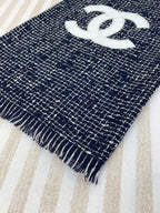 CC Scarf 190 CM In Charcoal Blue Mix White Cashmere  421408