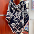 CC Square Scarf 140 CM In Black White Mix Pink Silk  422756