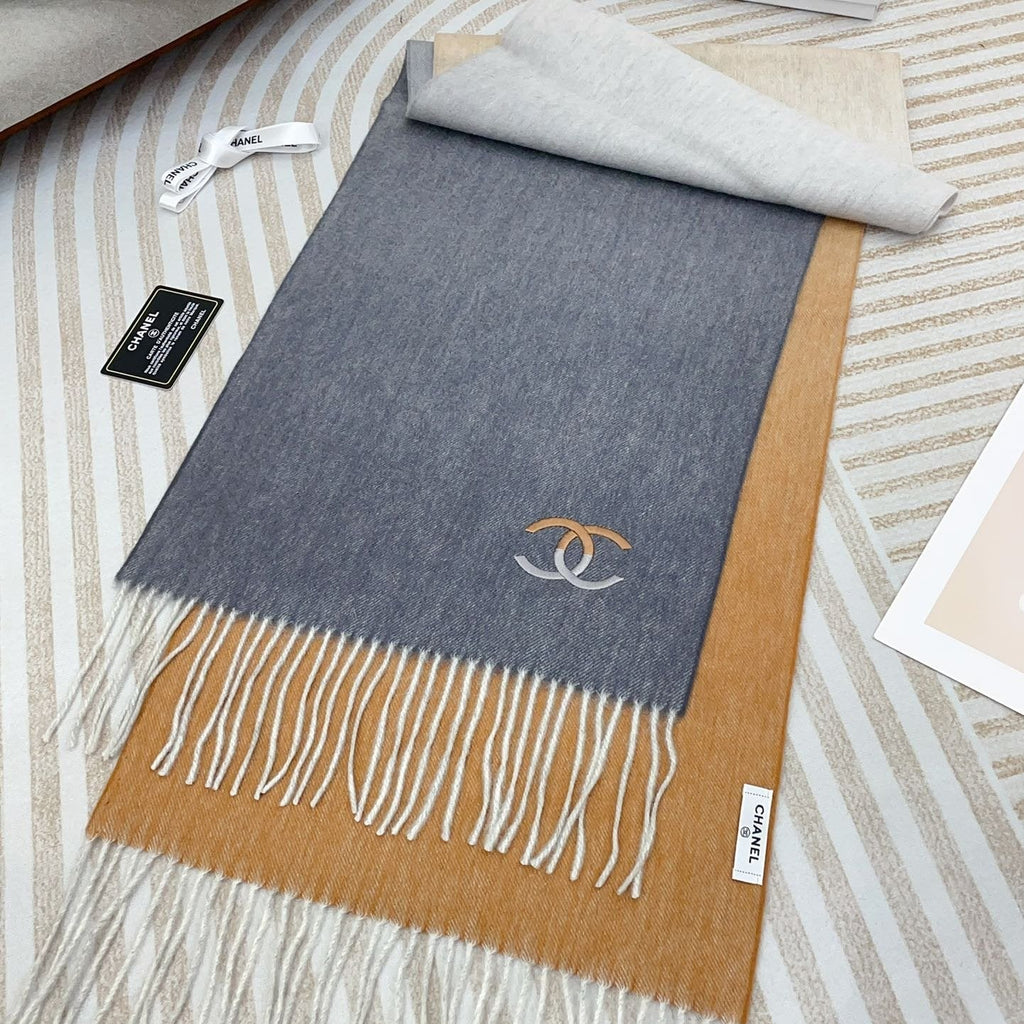 CC Scarf 180 CM In Grey Mix Brown Yellow Cashmere 422762